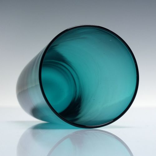 SIX VICTORIAN TURQUOISE GREEN GLASS TUMBLERS C1880 - ADDITIONAL PHOTO 2