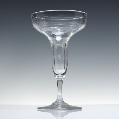 VICTORIAN ENGRAVED PAN TOP CHAMPAGNE GLASS C1850 - ADDITIONAL PHOTO 1