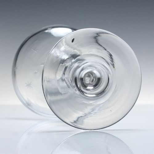 VICTORIAN ENGRAVED PAN TOP CHAMPAGNE GLASS C1850 - ADDITIONAL PHOTO 3