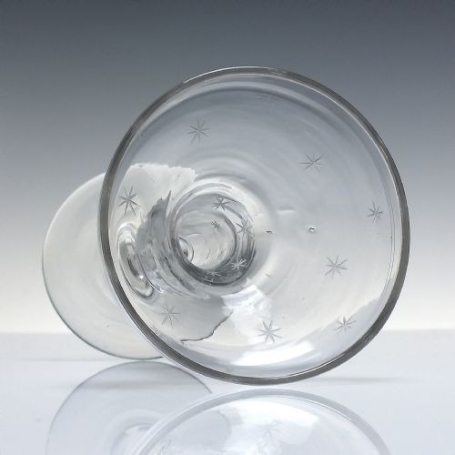 VICTORIAN ENGRAVED PAN TOP CHAMPAGNE GLASS C1850 - ADDITIONAL PHOTO 4