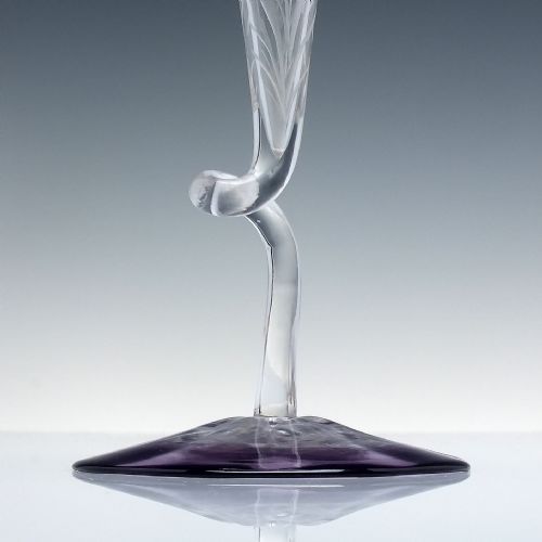 ART NOUVEAU ENGRAVED AMETHYST GLASS TRUMPET STEM VASE C1890 - ADDITIONAL PHOTO 2