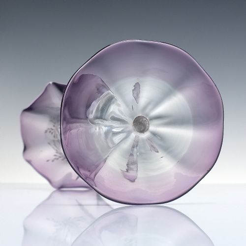 ART NOUVEAU ENGRAVED AMETHYST GLASS TRUMPET STEM VASE C1890 - ADDITIONAL PHOTO 6