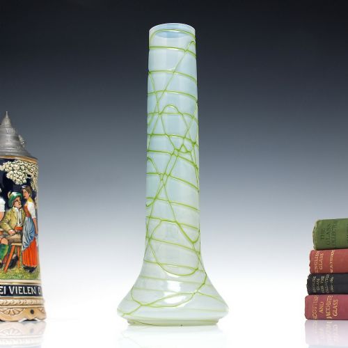 tall art nouveau pallmekonig opaline veined glass vase c1900 - CATEGORY: ANTIQUE GLASS - DATED 1900