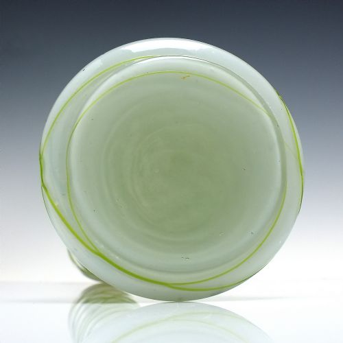 TALL ART NOUVEAU PALLMEKONIG OPALINE VEINED GLASS VASE C1900 - ADDITIONAL PHOTO 4