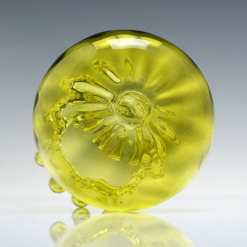 PAIR VICTORIAN YELLOW CRIMPED GLASS STEM VASES C1880 - ADDITIONAL PHOTO 3