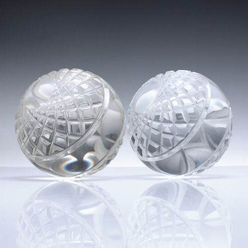 RARE PAIR FRENCH EMPIRE SOLID GLASS GLOBES WITH BRASS HARPIE CHIMERA C1890 - ADDITIONAL PHOTO 1