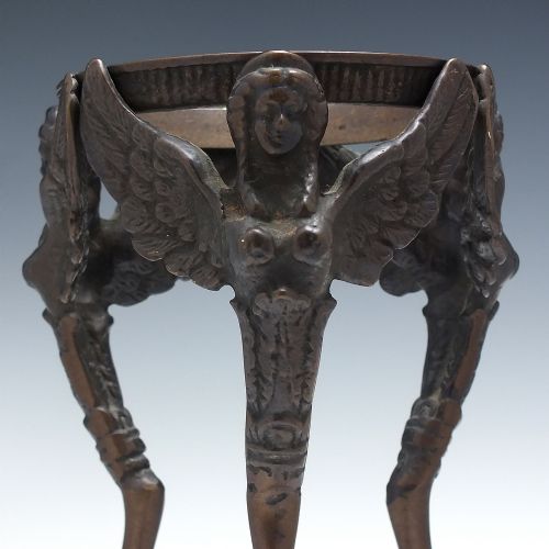 RARE PAIR FRENCH EMPIRE SOLID GLASS GLOBES WITH BRASS HARPIE CHIMERA C1890 - ADDITIONAL PHOTO 6