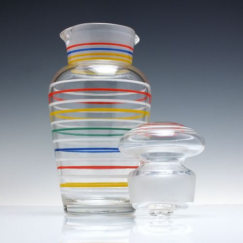 ART DECO HARLIQUIN GLASS COCKTAIL DECANTER SHAKER C193060 - ADDITIONAL PHOTO 1