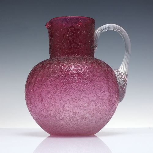 victorian cranberry overshot glass water jug c1880 - CATEGORY: ANTIQUE GLASS - DATED 1880