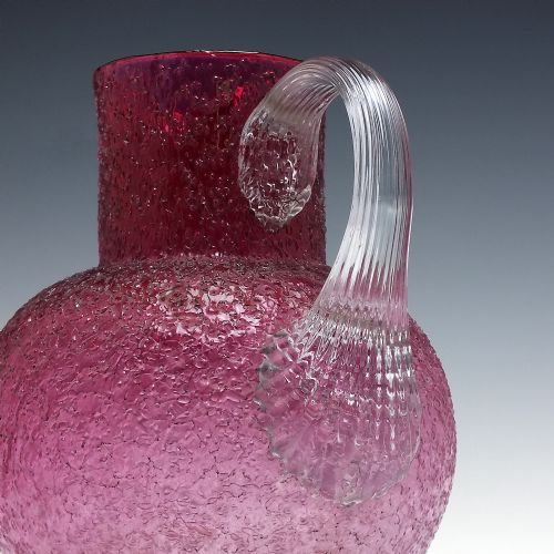 VICTORIAN CRANBERRY OVERSHOT GLASS WATER JUG C1880 - ADDITIONAL PHOTO 1