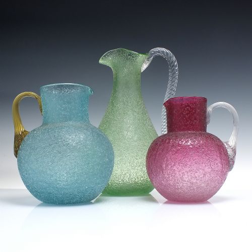 fig 1. Rare Antique French Baccarat Green Overshot Glass Jug or Pitcher c1916
