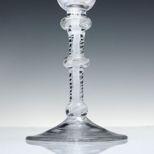 18TH CENTURY TRIPLE KNOP OPAQUE TWIST WINE GLASS C1760 - ADDITIONAL PHOTO 2