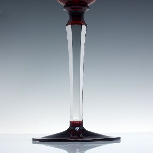 PAIR ANTIQUE JOSEPHINENHUTTE ENGRAVED HOCK WINE GLASSES C1900 - ADDITIONAL PHOTO 1