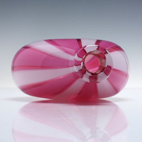 RARE 19TH CENTURY NAILSEA GLASS FLASK WITH PINK RED AND WHITE C1830 - ADDITIONAL PHOTO 1