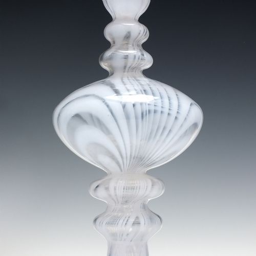 RARE 19TH CENTURY NAILSEA GLASS HOLLOW STEM GLASS CANDLE STICK C1830 - ADDITIONAL PHOTO 2