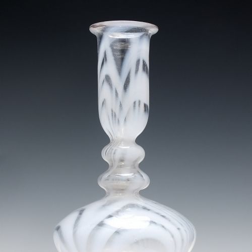 RARE 19TH CENTURY NAILSEA GLASS HOLLOW STEM GLASS CANDLE STICK C1830 - ADDITIONAL PHOTO 4