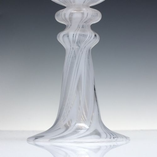 RARE 19TH CENTURY NAILSEA GLASS HOLLOW STEM GLASS CANDLE STICK C1830 - ADDITIONAL PHOTO 5