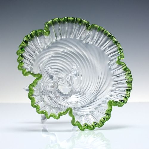 PAIR VICTORIAN WRYTHEN GREEN CRIMPED GLASS BERRY BOWLS C1885 - ADDITIONAL PHOTO 2