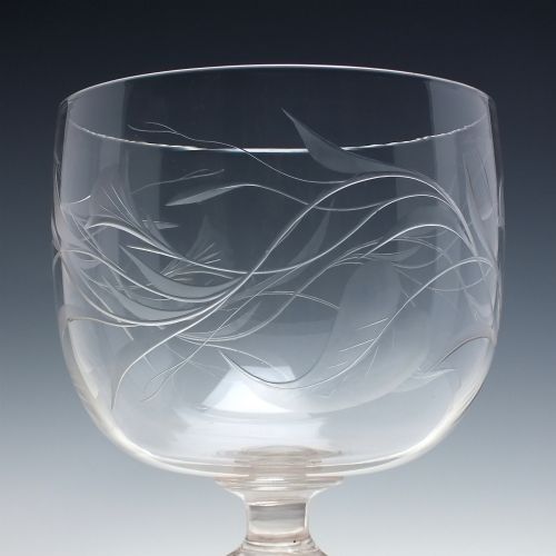 LARGE VICTORIAN ENGRAVED GLASS PUNCH BOWL C1850 - ADDITIONAL PHOTO 1