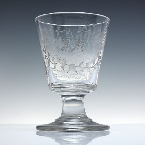 VICTORIAN ENGRAVED GLASS RUMMER C1830 - ADDITIONAL PHOTO 1