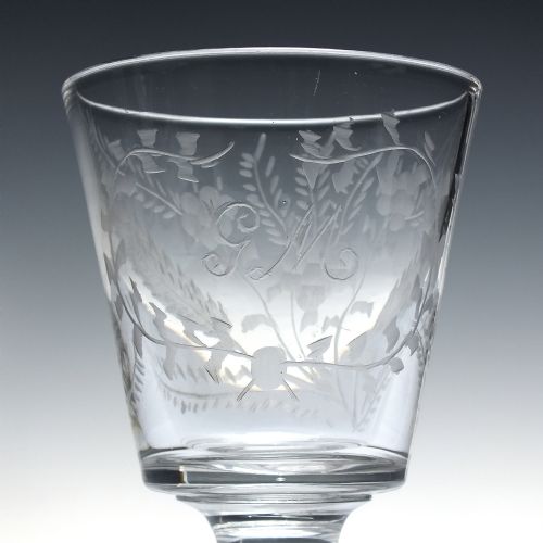 VICTORIAN ENGRAVED GLASS RUMMER C1830 - ADDITIONAL PHOTO 2