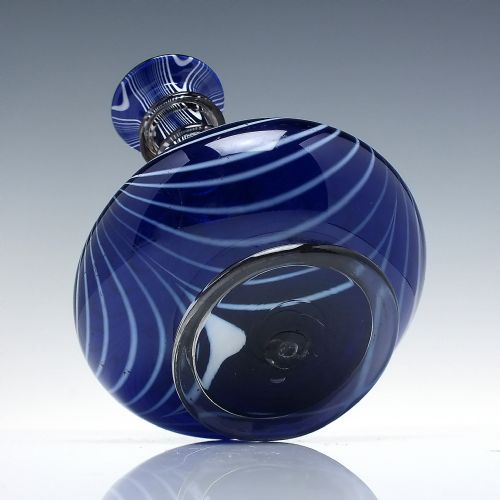 19TH CENTURY VICTORIAN BLUE NAILSEA GLASS DECANTER OR WINE CARAFE C1845 - ADDITIONAL PHOTO 3