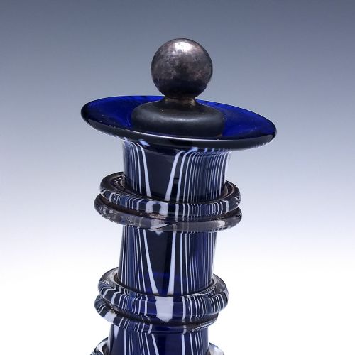 19TH CENTURY VICTORIAN BLUE NAILSEA GLASS DECANTER OR WINE CARAFE C1845 - ADDITIONAL PHOTO 4