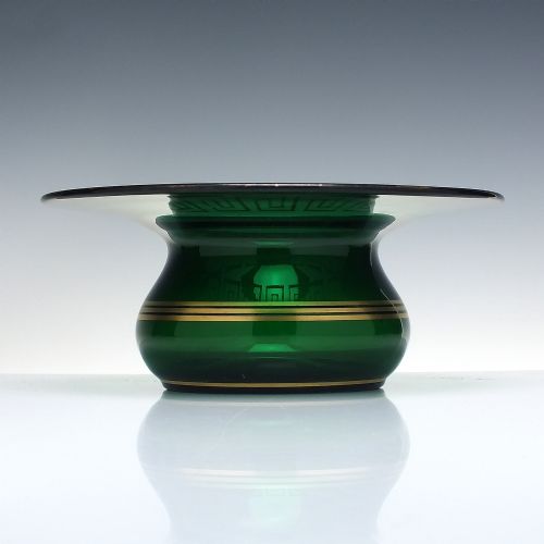 RARE VICTORIAN ISAAC JACOBS BRISTOL GREEN GILDED CUSPIDOR BOWL C181020 - ADDITIONAL PHOTO 1