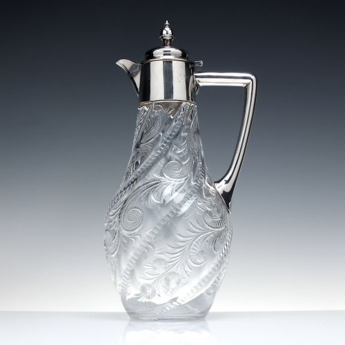 STEVENS AND WILLIAMS VICTORIAN SILVER GLASS CLARET JUG BIRMINGHAM 1878 - ADDITIONAL PHOTO 2