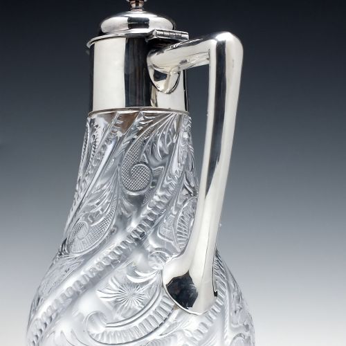 STEVENS AND WILLIAMS VICTORIAN SILVER GLASS CLARET JUG BIRMINGHAM 1878 - ADDITIONAL PHOTO 4