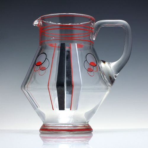 vintage art deco glass pitcher or jug c1930 - CATEGORY: ANTIQUE GLASS - DATED 1930