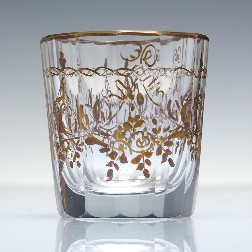 SIX 18TH CENTURY BOHEMIAN GILDED DRAM GLASS TUMBLERS C1780 - ADDITIONAL PHOTO 2