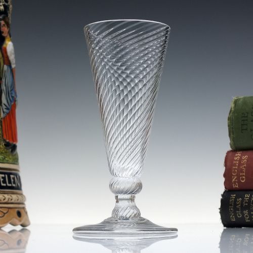 18th century full wrythen ale glass with folded foot c174050 - CATEGORY: ANTIQUE GLASS - DATED GEORGIAN