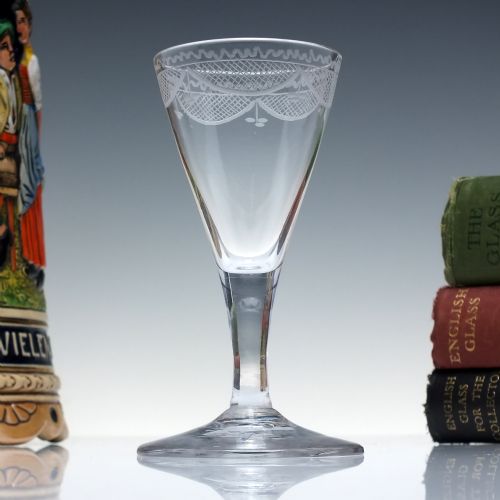 antique engraved georgian gin glass c1760 - CATEGORY: ANTIQUE GLASS - DATED GEORGIAN