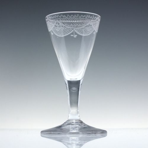 ANTIQUE ENGRAVED GEORGIAN GIN GLASS C1760 - ADDITIONAL PHOTO 1