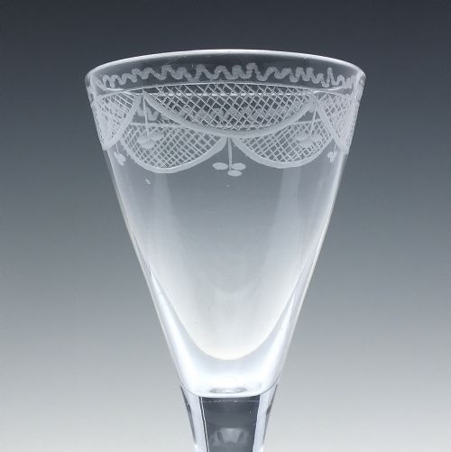 ANTIQUE ENGRAVED GEORGIAN GIN GLASS C1760 - ADDITIONAL PHOTO 2