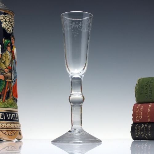 RARE 18TH CENTURY BALUSTROID RATAFIA GLASS C1750