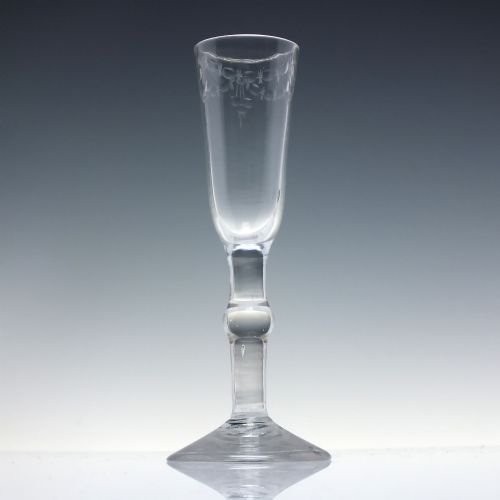 RARE 18TH CENTURY BALUSTROID RATAFIA GLASS C1750 - ADDITIONAL PHOTO 1