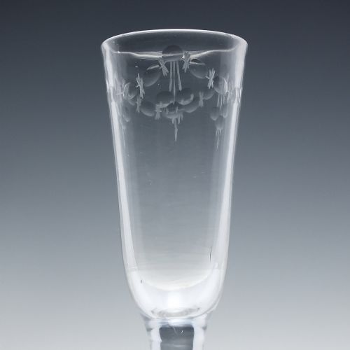 RARE 18TH CENTURY BALUSTROID RATAFIA GLASS C1750 - ADDITIONAL PHOTO 2