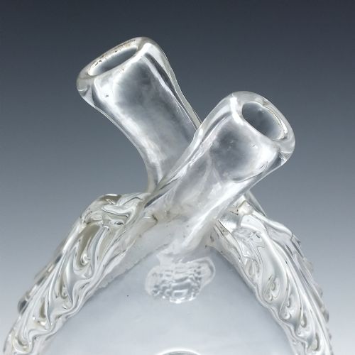 ANTIQUE GEORGIAN ENGRAVED GLASS GIMMEL FLASK C1830 - ADDITIONAL PHOTO 2