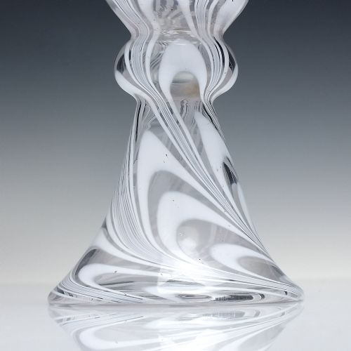RARE 19TH CENTURY NAILSEA GLASS HOLLOW STEM GLASS CANDLE STICK C1830 - ADDITIONAL PHOTO 1