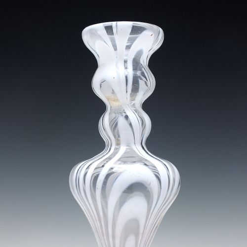 RARE 19TH CENTURY NAILSEA GLASS HOLLOW STEM GLASS CANDLE STICK C1830 - ADDITIONAL PHOTO 2