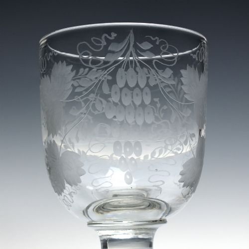 PAIR VICTORIAN ENGRAVED GLASS RUMMERS C1850 - ADDITIONAL PHOTO 2