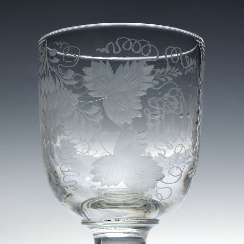 PAIR VICTORIAN ENGRAVED GLASS RUMMERS C1850 - ADDITIONAL PHOTO 3