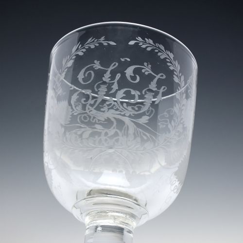 PAIR VICTORIAN ENGRAVED GLASS RUMMERS C1850 - ADDITIONAL PHOTO 4