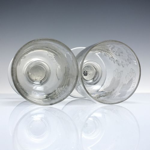 PAIR VICTORIAN ENGRAVED GLASS RUMMERS C1850 - ADDITIONAL PHOTO 7