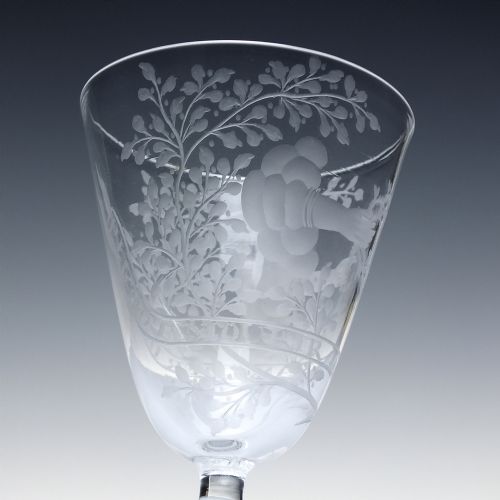 18TH CENTURY FRIENDSHIP ENGRAVED LIGHT BALUSTER WINE GLASS C1745 - ADDITIONAL PHOTO 5