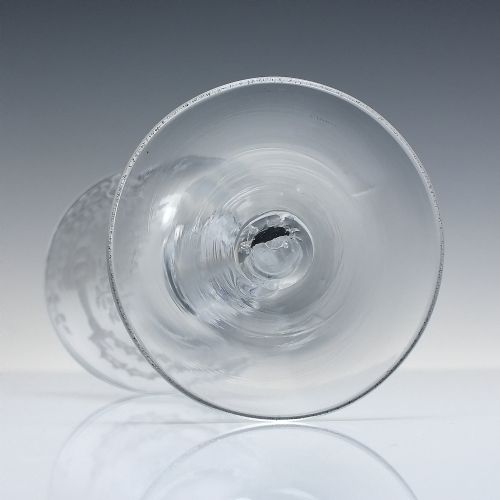 18TH CENTURY FRIENDSHIP ENGRAVED LIGHT BALUSTER WINE GLASS C1745 - ADDITIONAL PHOTO 8