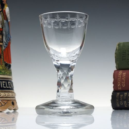 rare georgian 18th century facet cut engraved firing glass c1780 - CATEGORY: ANTIQUE GLASS - DATED 18TH CENTURY