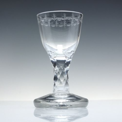 RARE GEORGIAN 18TH CENTURY FACET CUT ENGRAVED FIRING GLASS C1780 - ADDITIONAL PHOTO 1